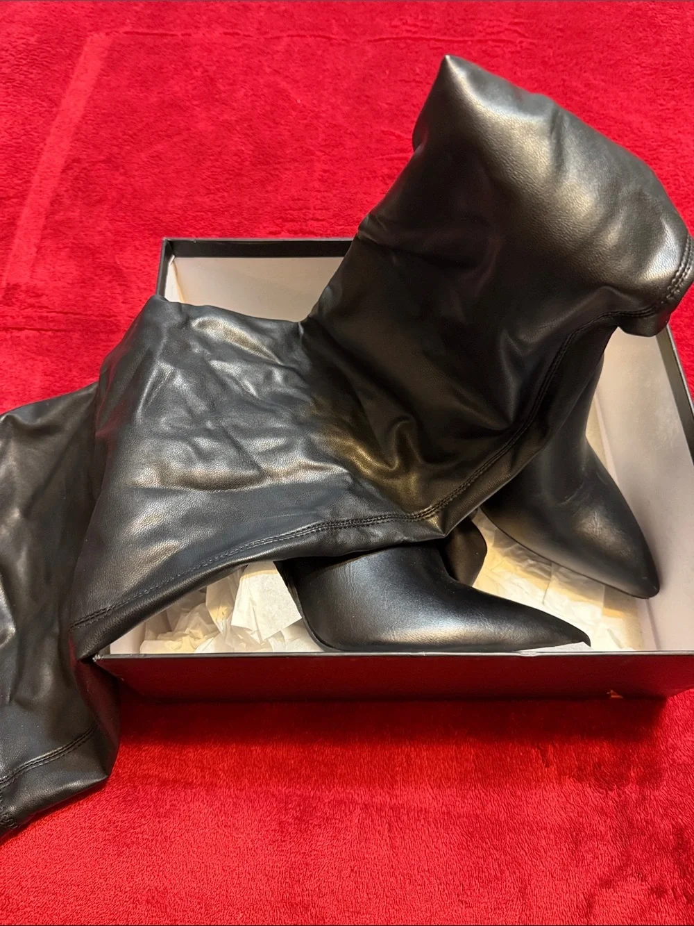 Black Leather Thigh-High Boots - Premium Home Accents
